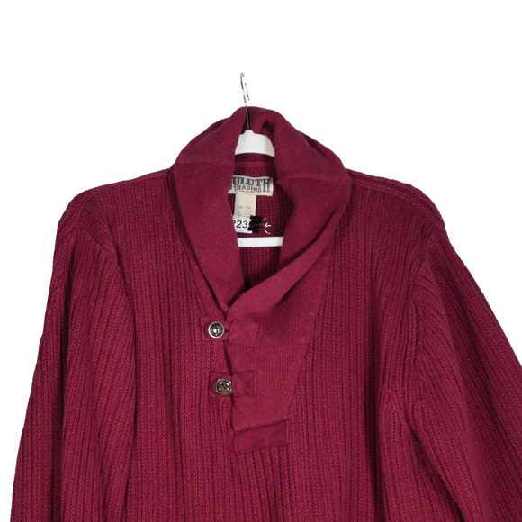 Duluth Trading Maroon Brown Sweater Mens XL Tall XLT Heavyweight Cotton Wool - Picture 2 of 9